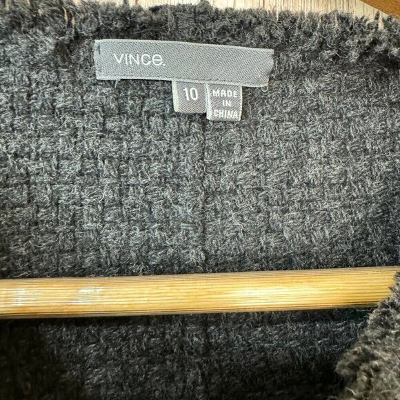 Vince Womens Blazer Jacket Raw-Edge Trim Collarless Patch Pockets Dark Gray 10 - Picture 8 of 14